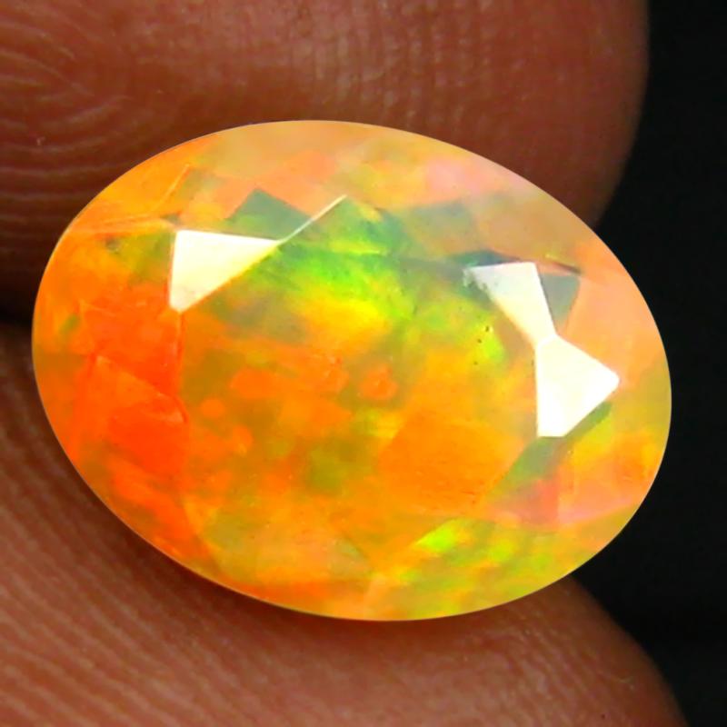 1.91 ct Mind-Boggling Oval (10 x 8 mm) Un-Heated Ethiopia Rainbow Opal Loose Gemstone
