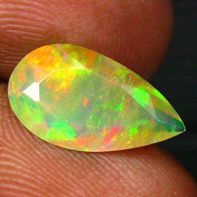 1.62 ct Mind-Boggling Pear (13 x 7 mm) Un-Heated Ethiopia Rainbow Opal Loose Gemstone