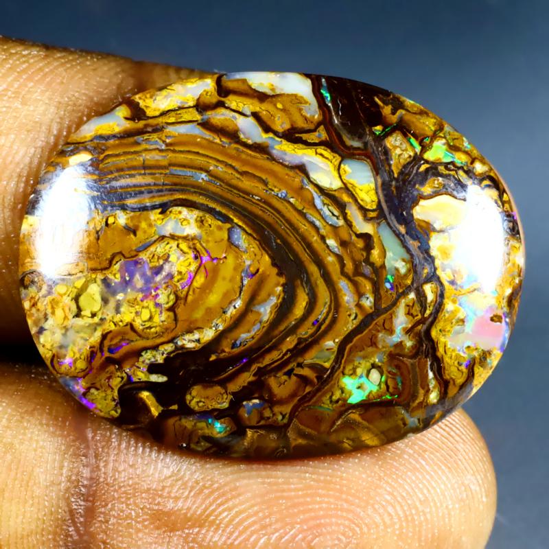 17.34 ct Astonishing Fancy Shape (29 x 22 mm) Multi Color Australian Koroit Boulder Opal Natural Loose Gemstone
