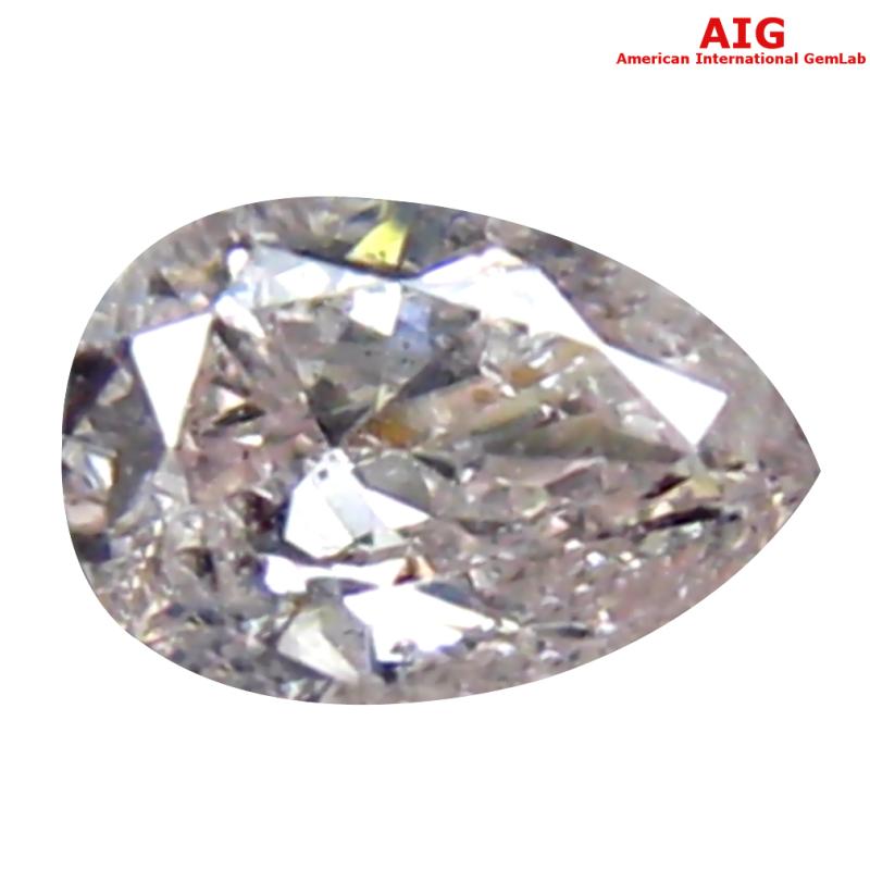 0.11 ct AIG Certified Fabulous Pear Cut (4 x 3 mm) Unheated / Untreated Fancy Light Pink Diamond Loose Stone