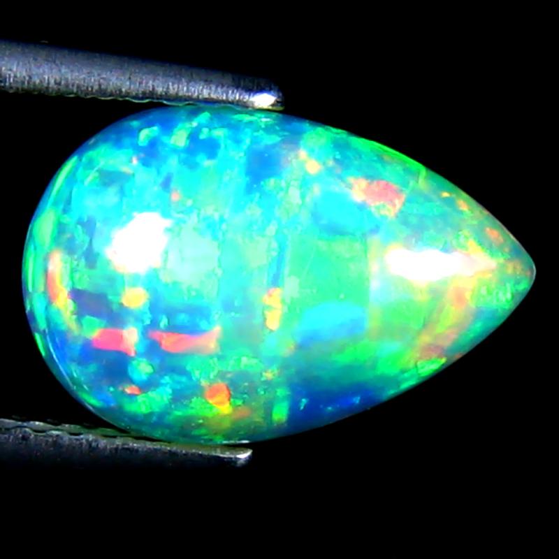 2.09 ct Five-star Pear Cabochon Cut (13 x 8 mm) Ethiopia Play of Colors Rainbow Opal Natural Gemstone