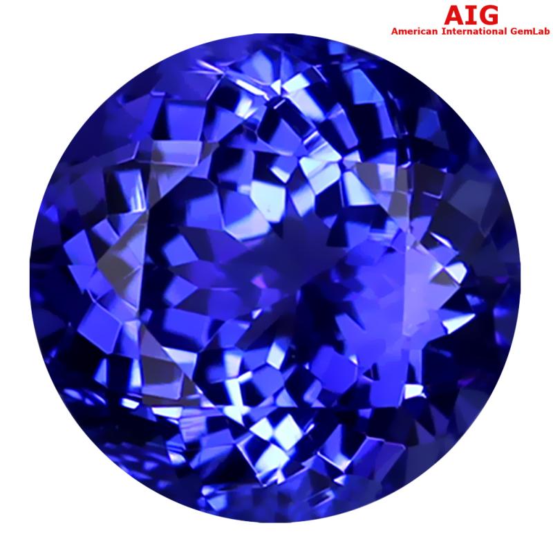 2.32 ct AIG Certified AAAA Grade Lovely Round Cut (8 x 8 mm) Violetish Blue Tanzanite Natural Gemstone