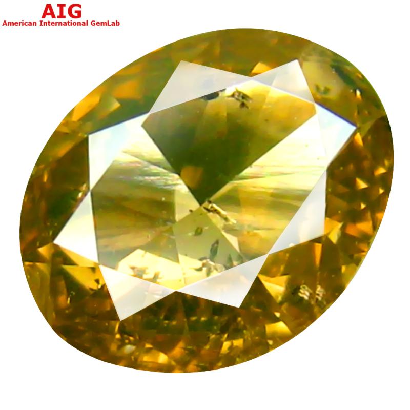 1.00 ct AIG Certified Valuable Oval Cut (7 x 5 mm) Unheated / Untreated Fancy Orange Yellow Diamond Loose Stone