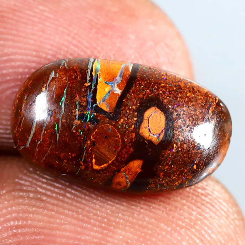 5.45 ct Magnificent fire Fancy Shape (15 x 9 mm) Multi Color Australian Koroit Boulder Opal Natural Loose Gemstone
