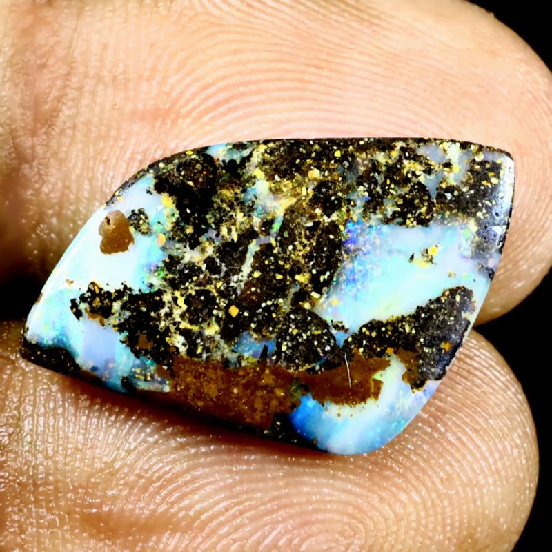 7.10 ct Five-star Fancy Shape (23 x 13 mm) Multi Color Australian Koroit Boulder Opal Natural Loose Gemstone