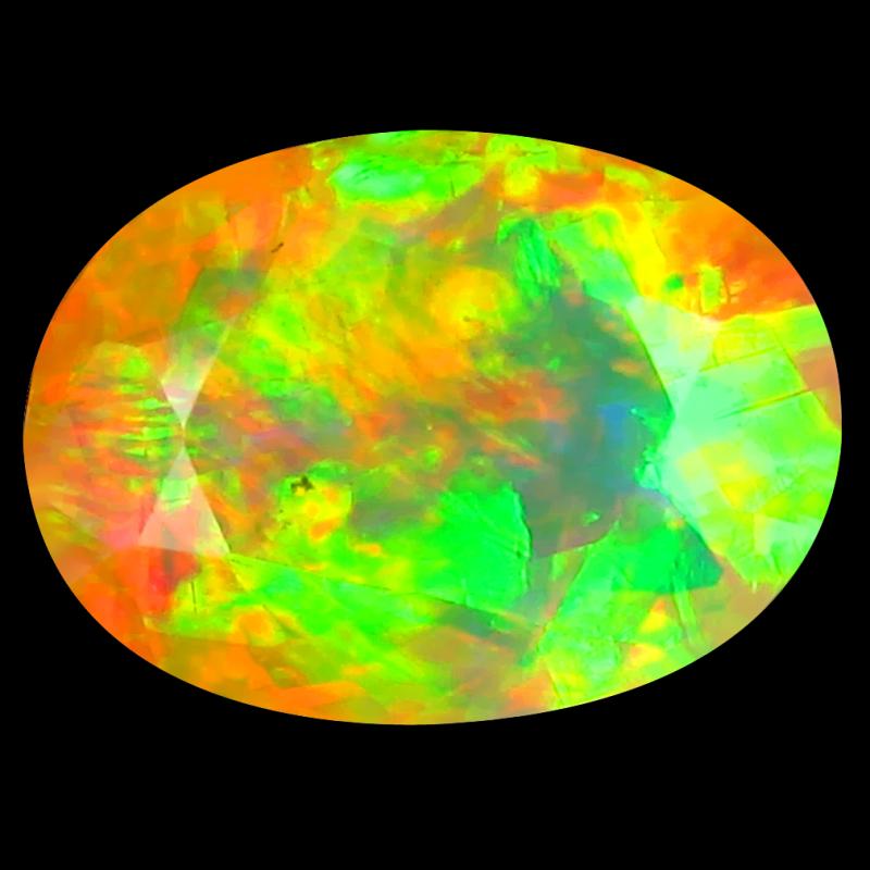 3.05 ct First-class Oval (12 x 9 mm) Un-Heated Ethiopia Rainbow Opal Loose Gemstone