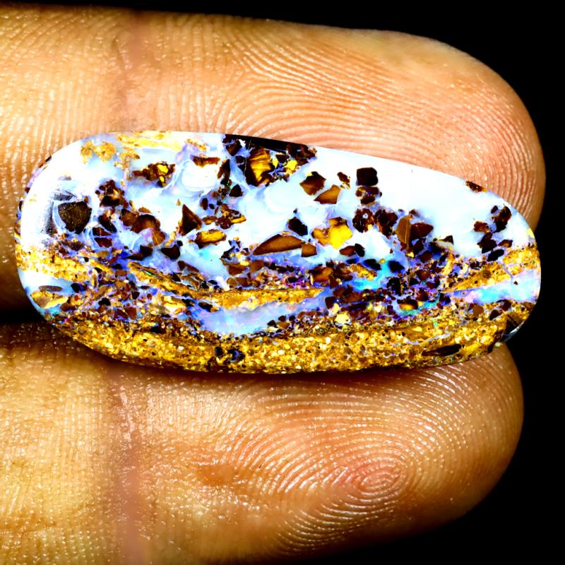 13.05 ct Impressive Fancy Shape (29 x 13 mm) Multi Color Australian Koroit Boulder Opal Natural Loose Gemstone