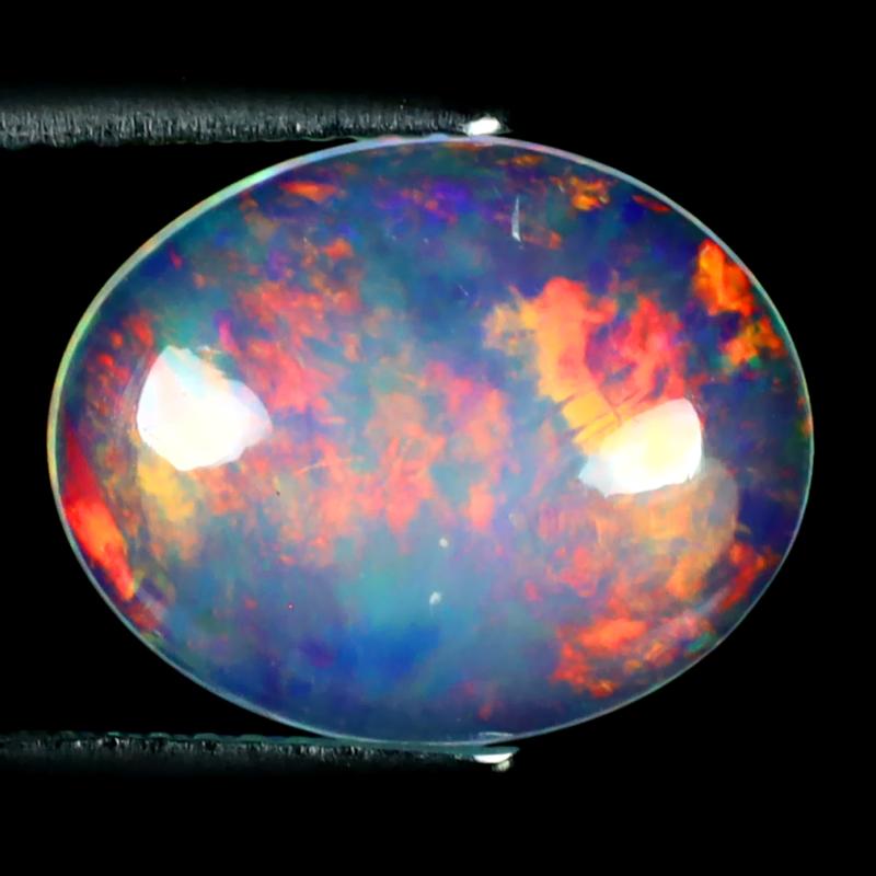 3.25 ct Shimmering Oval Cabochon (14 x 11 mm) Ethiopian 360 Degree Flashing Rainbow Opal Natural Gemstone