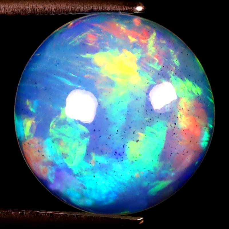 4.13 ct Resplendent Round Cabochon (12 x 12 mm) Ethiopian 360 Degree Flashing Rainbow Opal Natural Gemstone