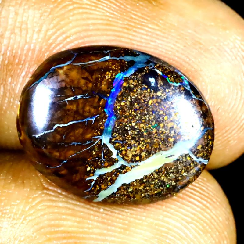 6.58 ct Marvelous Fancy Shape (16 x 12 mm) Multi Color Australian Koroit Boulder Opal Natural Loose Gemstone