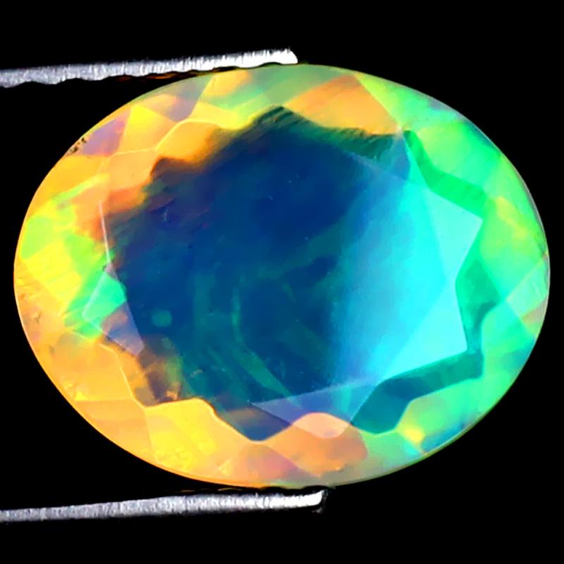 1.71 ct Dazzling Oval (11 x 8 mm) Ethiopian 360 Degree Flashing Rainbow Opal Natural Gemstone