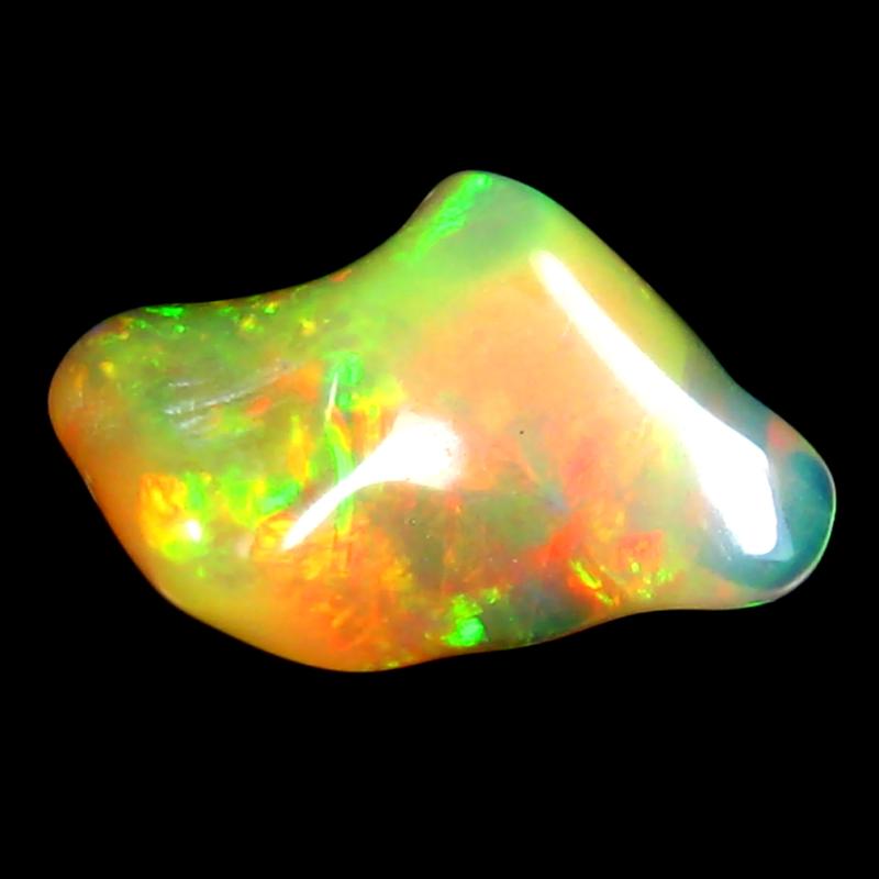 4.11 ct Eye-catching Fancy Cut (17 x 9 mm) Ethiopia Play of Colors Rainbow Opal Natural Gemstone
