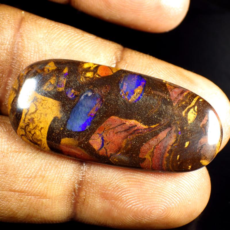 23.93 ct Phenomenal Fancy Shape (37 x 17 mm) Multi Color Australian Koroit Boulder Opal Natural Loose Gemstone