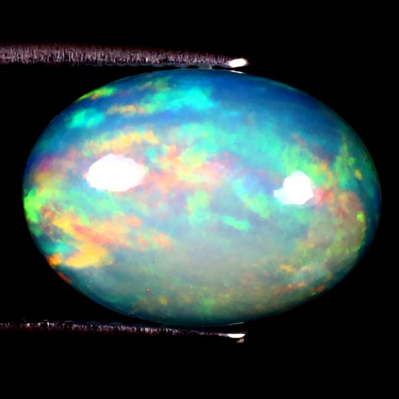 3.20 ct Magnificent Oval Cabochon (13 x 9 mm) Ethiopian 360 Degree Flashing Rainbow Opal Natural Gemstone