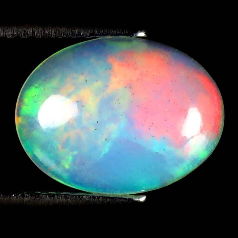 2.36 ct Attractive Oval Cabochon (13 x 10 mm) Ethiopian 360 Degree Flashing Rainbow Opal Natural Gemstone