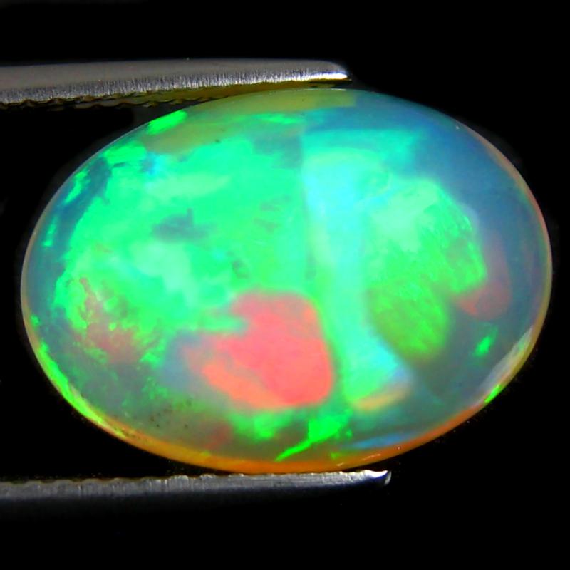 6.27 ct Charming Oval Cabochon (16 x 12 mm) Ethiopian 360 Degree Flashing Rainbow Opal Natural Gemstone