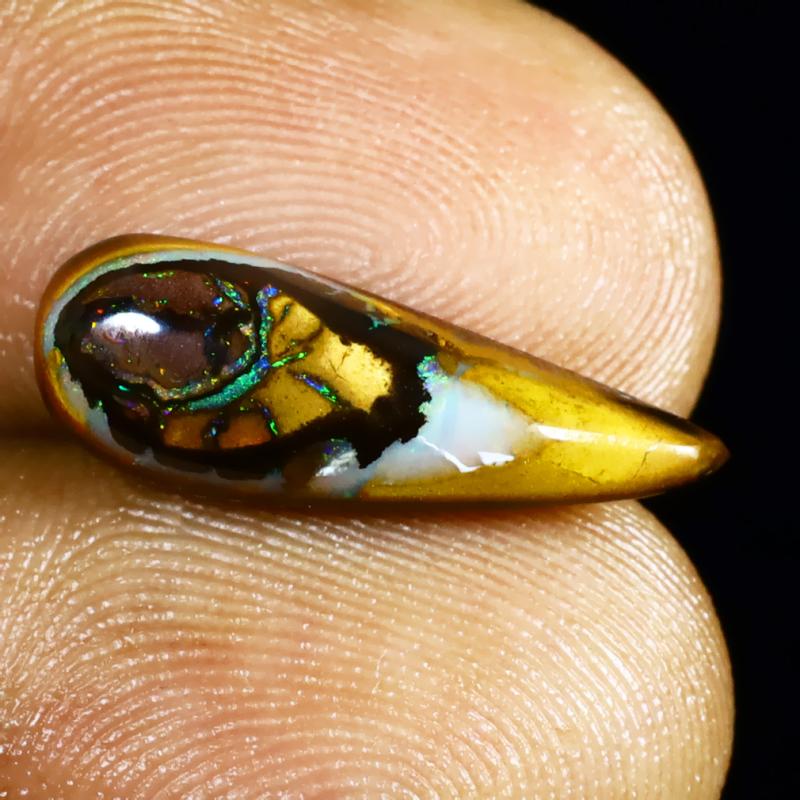 4.57 ct Splendid Fancy Shape (18 x 6 mm) Multi Color Australian Koroit Boulder Opal Natural Loose Gemstone