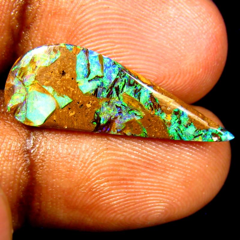 5.01 ct Sparkling Fancy Shape Australia Rare Metallic Boulder Opal Natural Gemstone