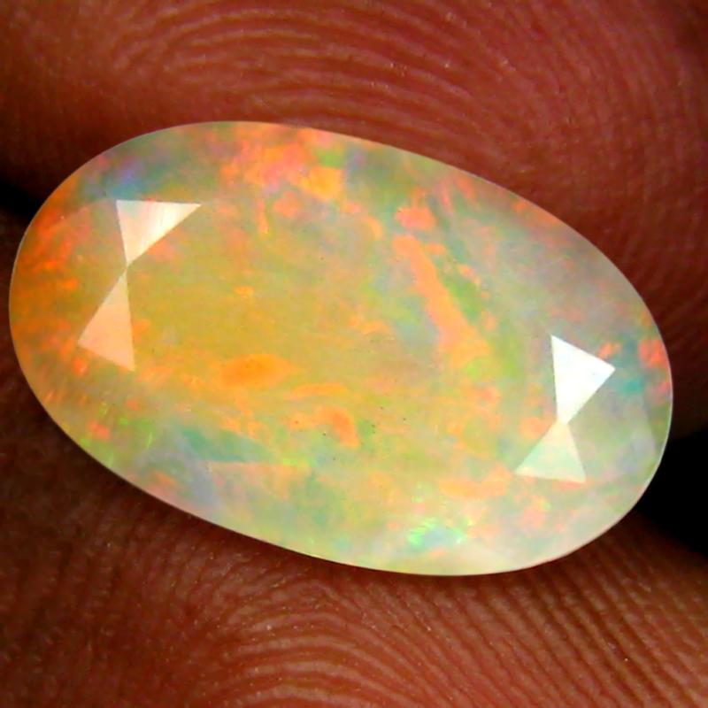2.54 ct Mind-Boggling Oval (14 x 8 mm) Un-Heated Ethiopia Rainbow Opal Loose Gemstone