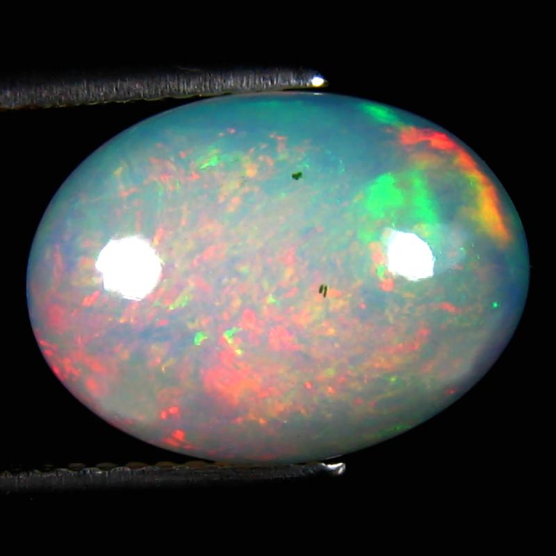 4.24 ct Remarkable Oval Cabochon (14 x 11 mm) Ethiopian 360 Degree Flashing Rainbow Opal Natural Gemstone