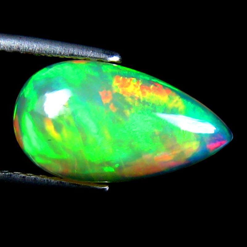 2.68 ct Flashing Pear Cabochon Cut (15 x 8 mm) Ethiopia Play of Colors Rainbow Opal Natural Gemstone