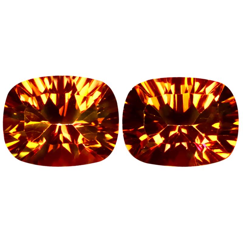 4.34 ct (2pcs) Incomparable MATCHING PAIR Cushion Shape (9 x 7 mm) Autumn's Fire Topaz Natural Gemstone