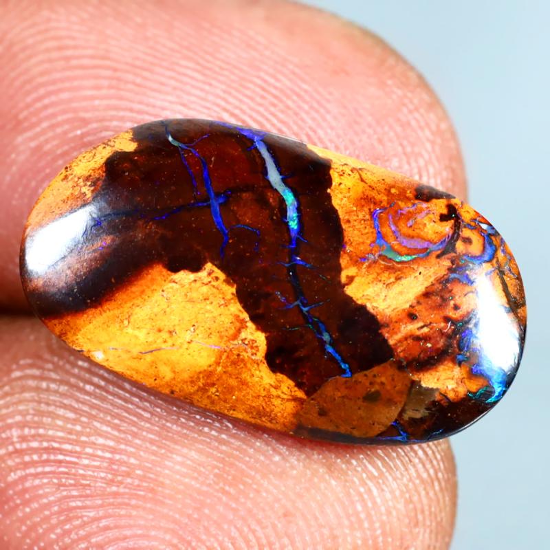 7.37 ct Resplendent Fancy Shape (21 x 11 mm) Multi Color Australian Koroit Boulder Opal Natural Loose Gemstone