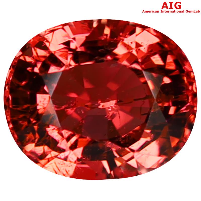 3.47 ct AIG Certified Super-Excellent Oval Shape (10 x 8 mm) Orange Pink Tourmaline Natural Gemstone