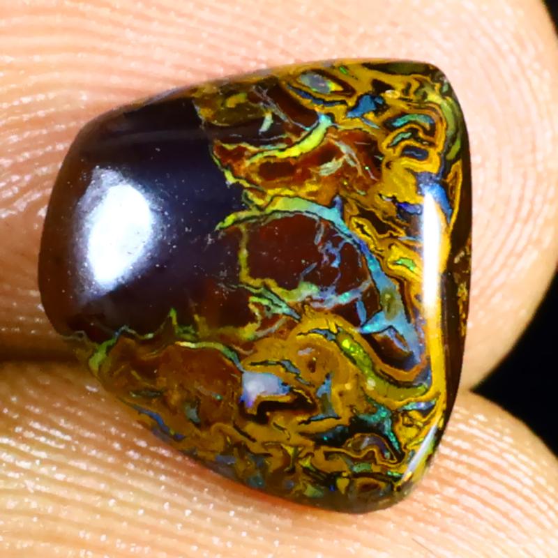 3.56 ct World class Fancy Shape (11 x 11 mm) Multi Color Australian Koroit Boulder Opal Natural Loose Gemstone