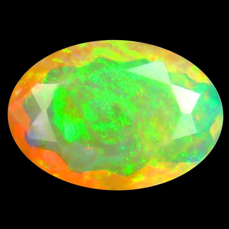 1.32 ct Eye-popping Oval (10 x 7 mm) Un-Heated Ethiopia Rainbow Opal Loose Gemstone
