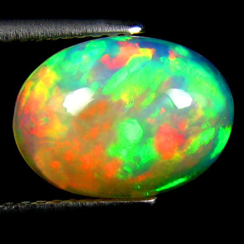 2.32 ct Awe-inspiring Oval Cabochon Cut (12 x 9 mm) Ethiopia Play of Colors Rainbow Opal Natural Gemstone