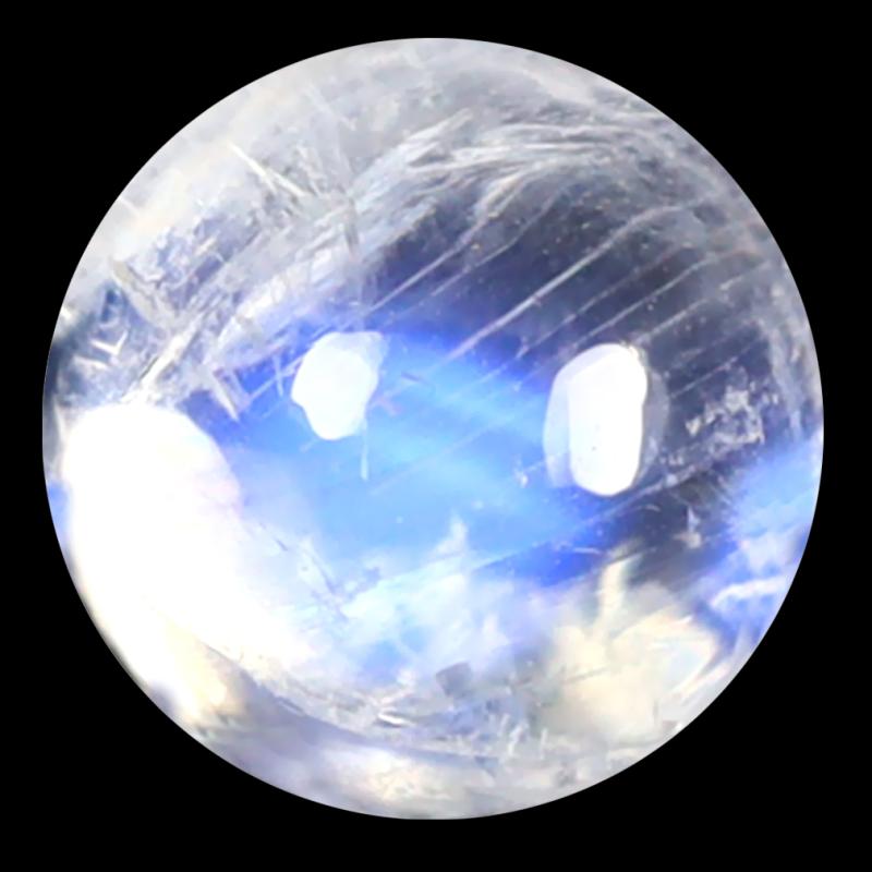 1.89 ct AAA Wonderful Round Cabochon Shape (7 x 7 mm) Rainbow Blue Moonstone Natural Gemstone