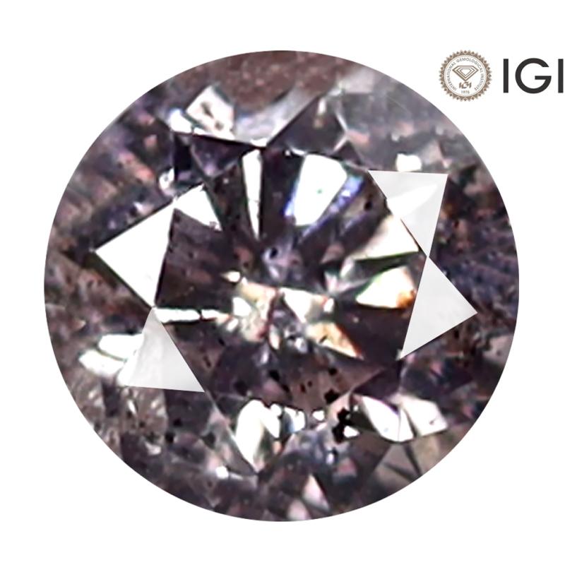 0.22 ct IGI Certified Outstanding Round Cut (4 x 4 mm) I2 Clarity Fancy Pinkish Brown Diamond