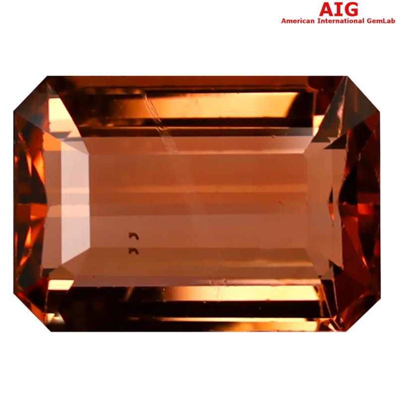 3.76 ct AIG Certified Extraordinary Octagon Cut (11 x 8 mm) Unheated / Untreated Orange Pink Tourmaline Loose Stone