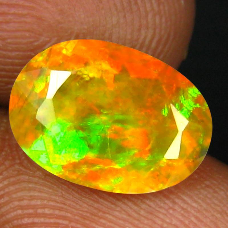 1.91 ct Eye-catching Oval (11 x 8 mm) Un-Heated Ethiopia Rainbow Opal Loose Gemstone
