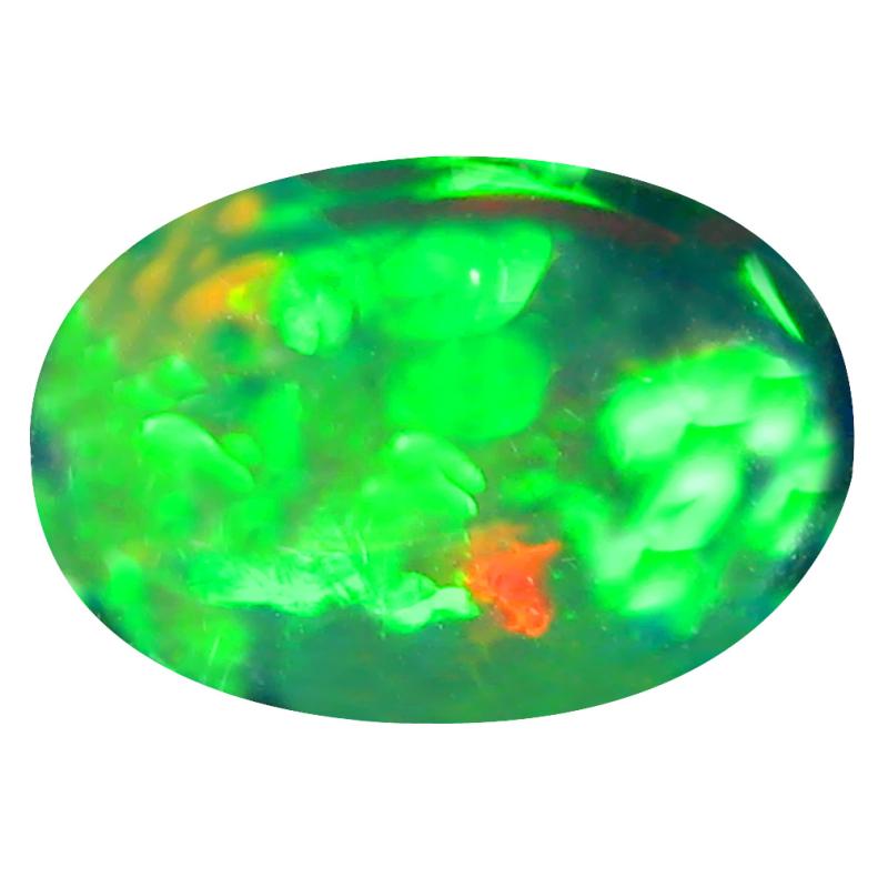 3.48 ct Fabulous Oval Cabochon Cut (13 x 9 mm) Ethiopia Play of Colors Black Opal Natural Gemstone