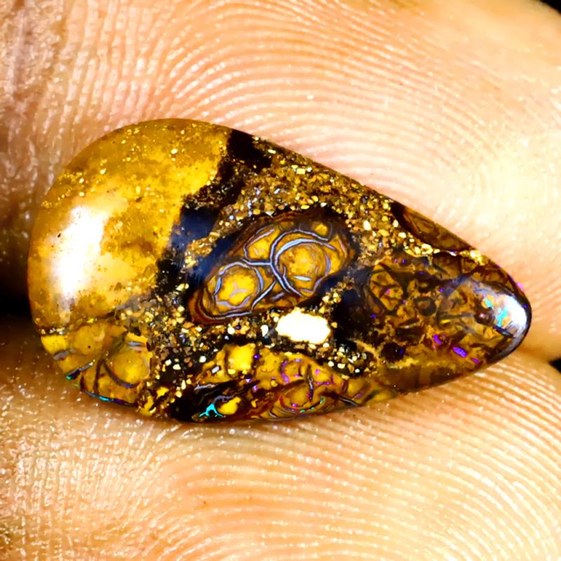 4.26 ct Great looking Fancy Shape (18 x 11 mm) Multi Color Australian Koroit Boulder Opal Natural Loose Gemstone