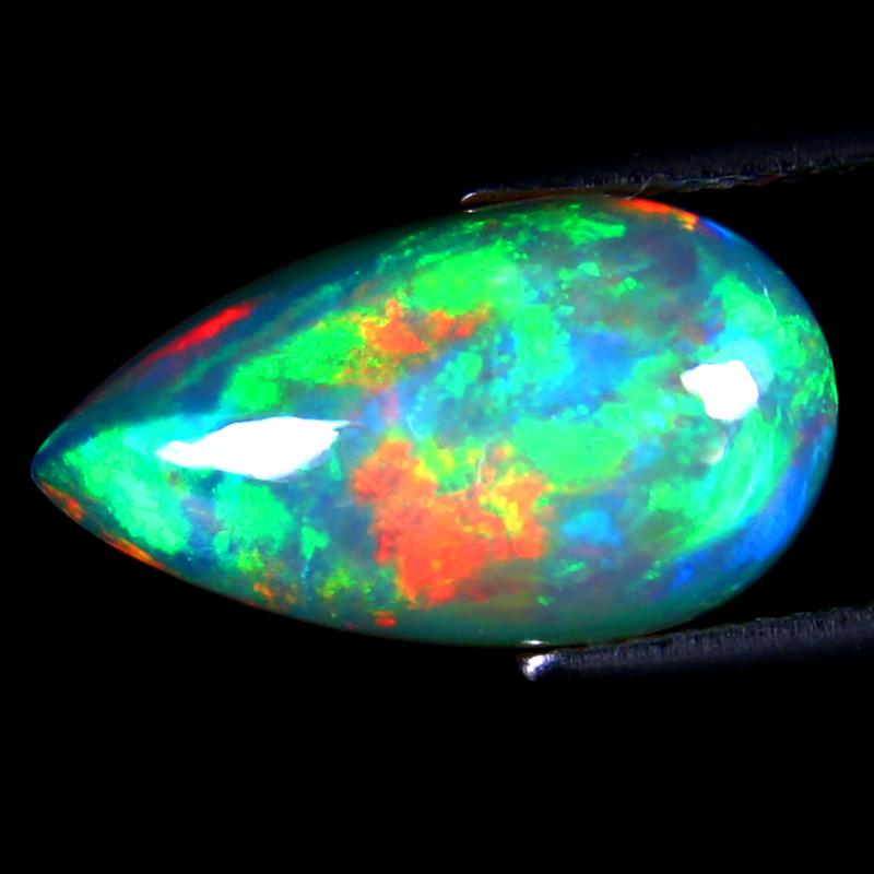 6.14 ct World class Pear Cabochon Cut (19 x 10 mm) Ethiopia Play of Colors Rainbow Opal Natural Gemstone