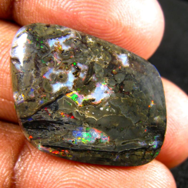 11.71 ct Eye-popping Fancy Cabochon Shape Australia Rare Metallic Boulder Opal Natural Gemstone