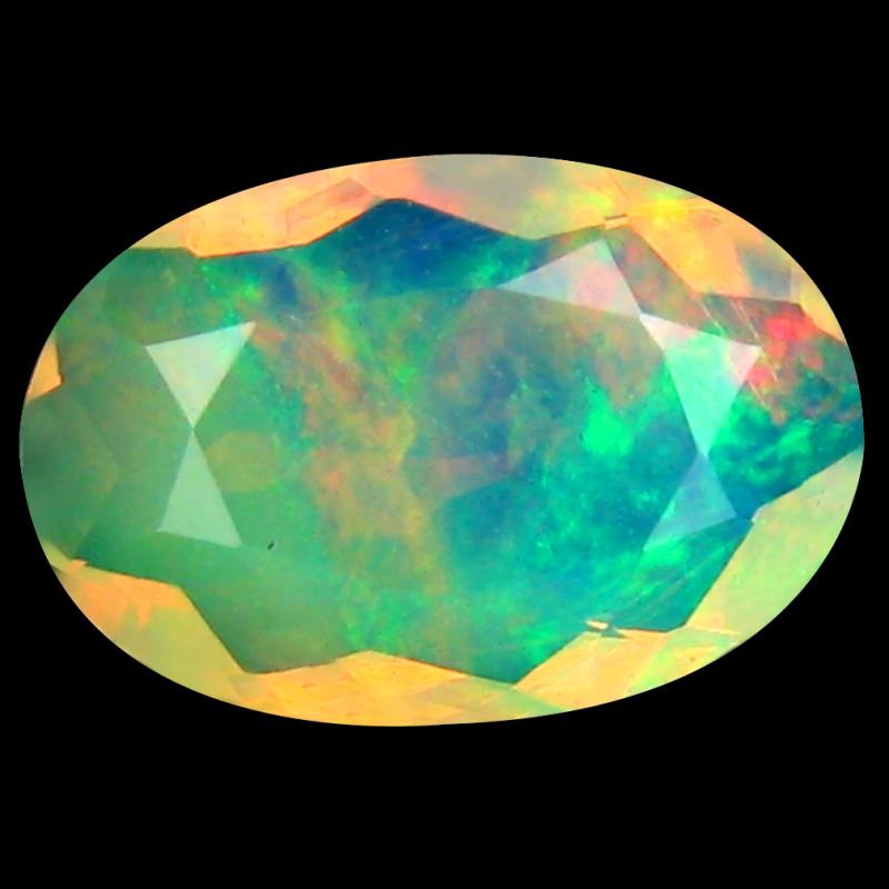 1.18 ct Premium Oval (10 x 7 mm) Un-Heated Ethiopia Rainbow Opal Loose Gemstone