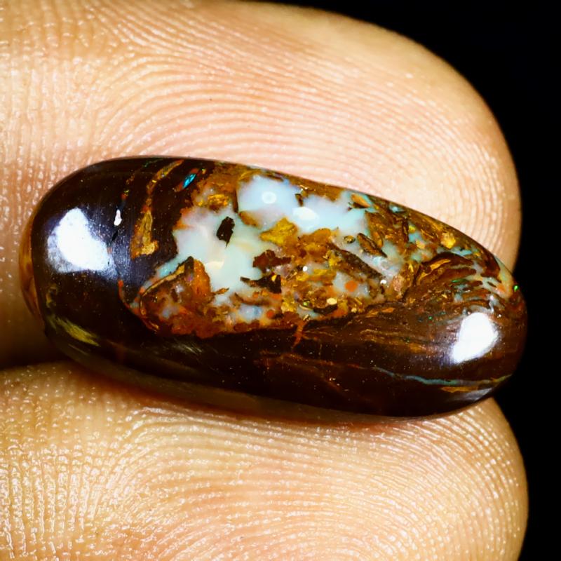 9.16 ct Remarkable Fancy Shape (20 x 10 mm) Multi Color Australian Koroit Boulder Opal Natural Loose Gemstone