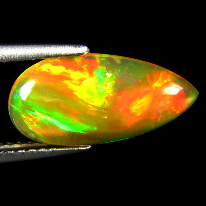 1.75 ct Terrific Pear Cabochon Cut (15 x 8 mm) Ethiopia Play of Colors Rainbow Opal Natural Gemstone