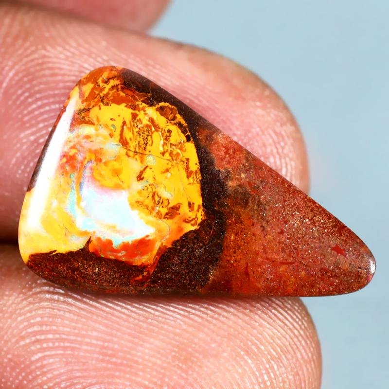 7.48 ct Mind-Boggling Fancy Shape (21 x 14 mm) Multi Color Australian Koroit Boulder Opal Natural Loose Gemstone