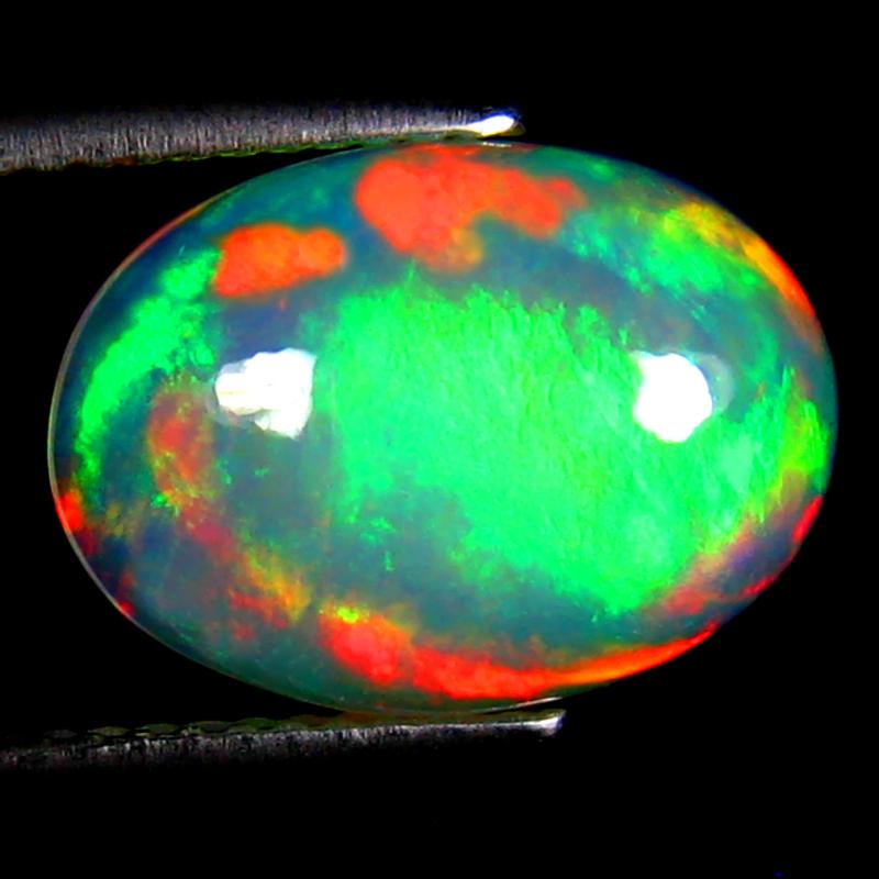 3.51 ct Good-looking Oval Cabochon Cut (14 x 10 mm) Ethiopia Play of Colors Rainbow Opal Natural Gemstone