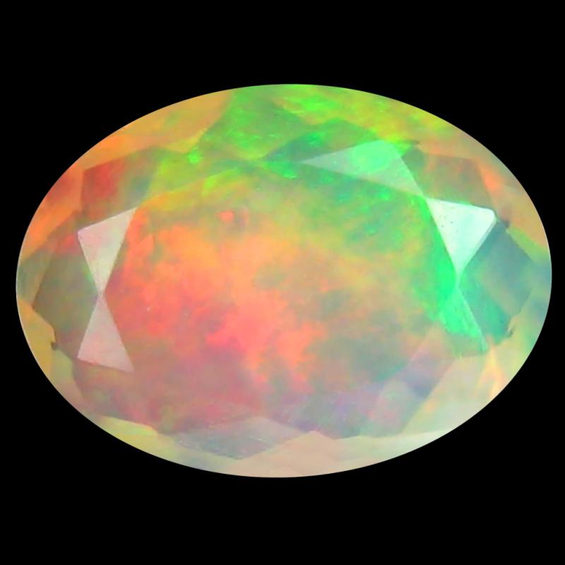 1.20 ct Fantastic Oval (10 x 7 mm) Un-Heated Ethiopia Rainbow Opal Loose Gemstone