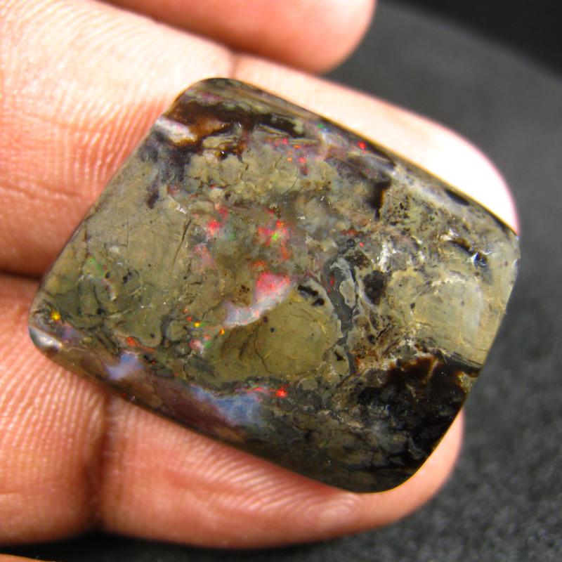 22.59 ct Attractive Fancy Cabochon Shape Australia Rare Metallic Boulder Opal Natural Gemstone
