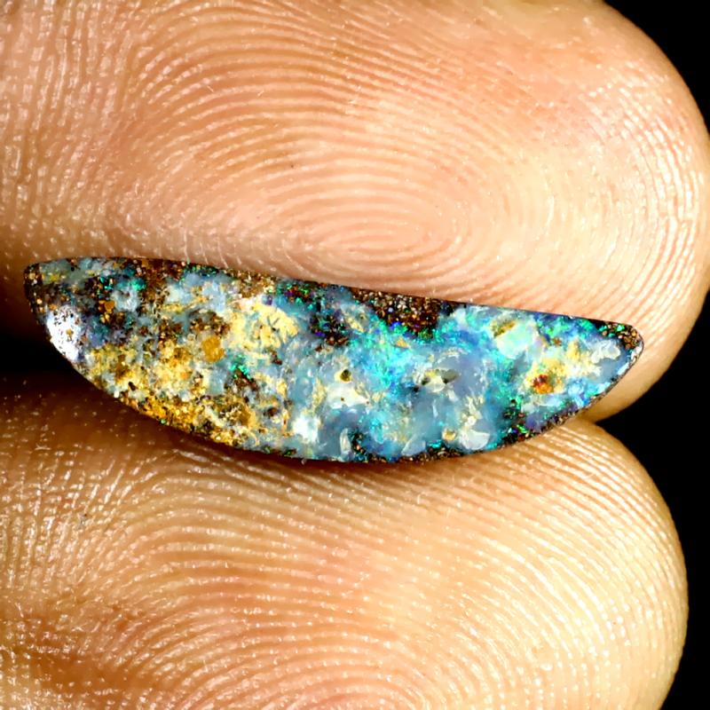 2.38 ct Pleasant Fancy Shape (19 x 5 mm) Multi Color Australian Koroit Boulder Opal Natural Loose Gemstone