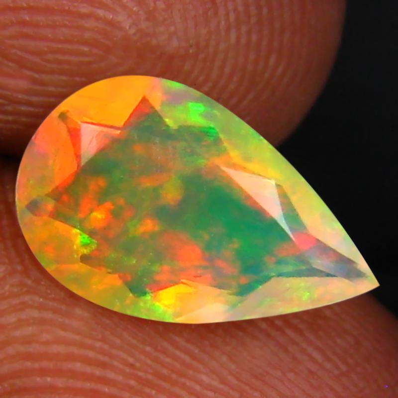 1.30 ct Amazing Pear (12 x 7 mm) Un-Heated Ethiopia Rainbow Opal Loose Gemstone