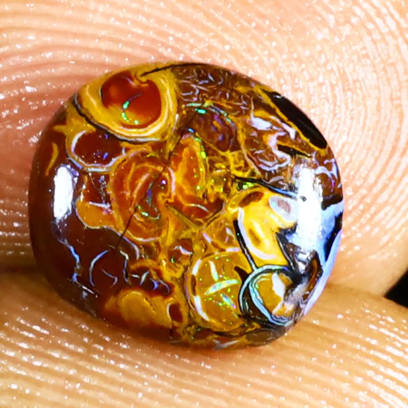 2.09 ct First-class Fancy Shape (9 x 8 mm) Multi Color Australian Koroit Boulder Opal Natural Loose Gemstone