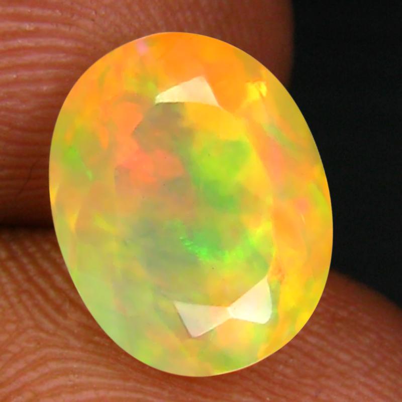2.17 ct Sparkling Oval (10 x 8 mm) Un-Heated Ethiopia Rainbow Opal Loose Gemstone